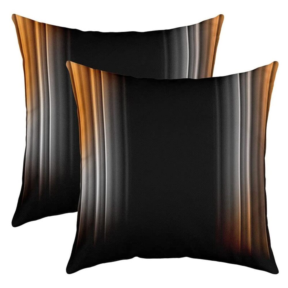 4013 Set of 2 Geometric Abstract Ombre Throw Pillow Covers, Orange Grey